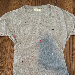Madewell Gray Tee with Red and Blue Details